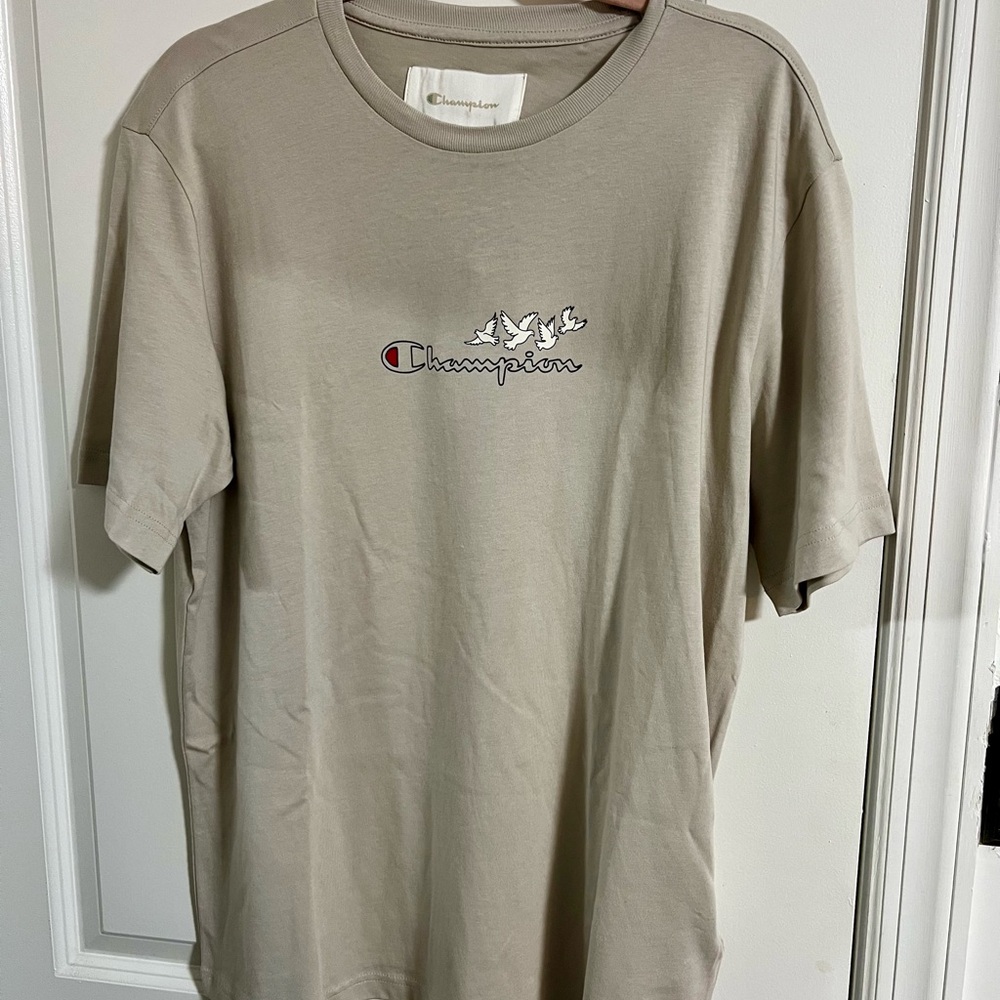 NWT Champion Autumn Beige Sustainable NUTURE NATURE Short Sleeve Tee Classic Fit